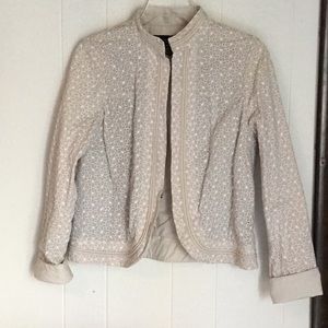 Willi Smith Crop jacket in ecru and white sz 6 EUC